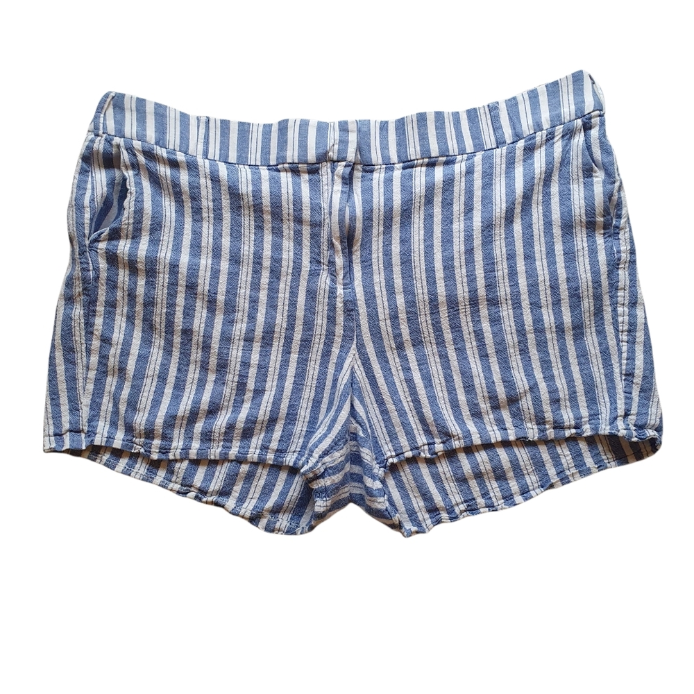 Lane Bryant Linen blue and white pinstripe  summer shorts